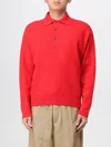 Jacquemus Merino Wool And Cashmere Polo Shirt Knitwear Red In Red