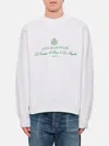 Jacquemus Crewneck Sweatshirt With Front Print And Ribbed Details In White