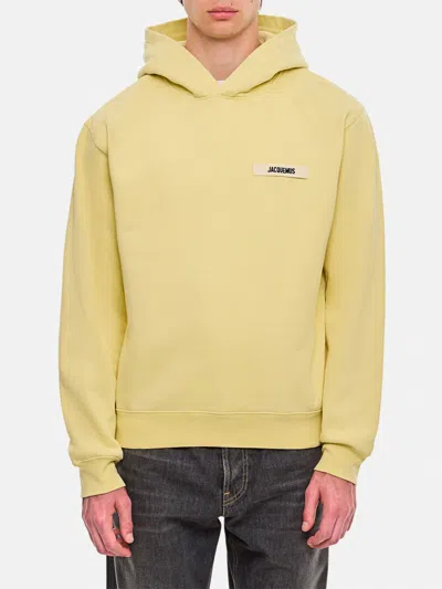 Jacquemus Le Hoodie Zip Gros Grain In Yellow
