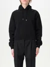 Jacquemus Le Grosgrain Logo Cotton Fleece Crop Hoodie In Black
