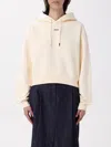 Jacquemus Cotton Hoodie With Drawstring Hood And Ribbed Details In Ivory