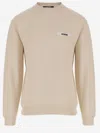 Jacquemus Men The Gros Grain Crewneck Sweatshirt With Logo Plaque In Sand