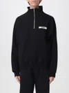 Jacquemus High Neck Zip Sweatshirt With Logo Detail And Gathered Cuffs In Black