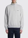 Jacquemus Light Grey Zip-neck Sweatshirt With Gros Grain Logo Men In White