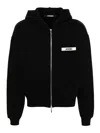 Jacquemus The Gros Grain Zip-up Hooded Sweatshirt In Negro