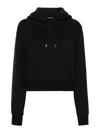 Jacquemus Le Grosgrain Logo Cotton Fleece Crop Hoodie In Negro