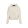 Jacquemus Grosgrain-trimmed Zippered Hoodie With Logo Detail In Neutral