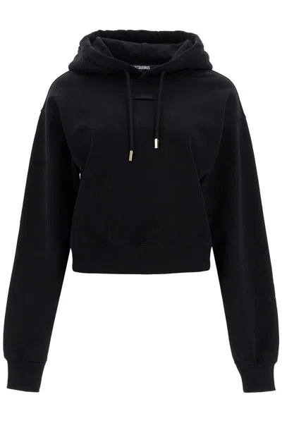 Jacquemus Cotton Grosgrain Logo Hoodie In Black