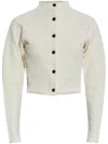 Jacquemus Womens Off-white The Scala Croc-embossed Woven-stretch Cardigan In White