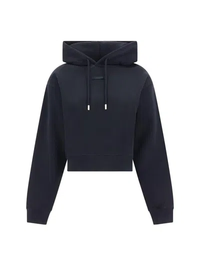Jacquemus The Gros Grain Cropped Hooded Sweatshirt In Black