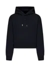 Jacquemus Le Grosgrain Logo Cotton Fleece Crop Hoodie In Black