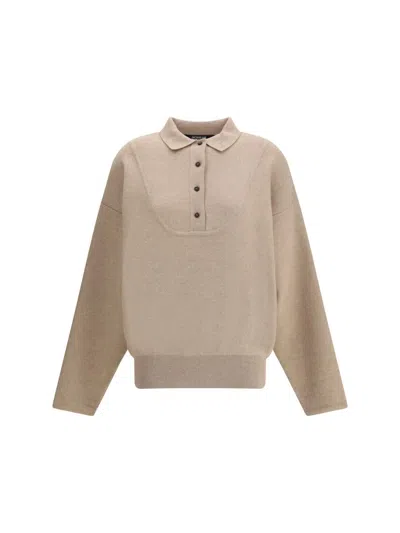 Jacquemus Polo Sweater La Maille Vareuse Pallone In Neutral