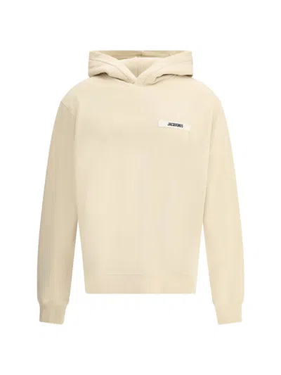 Jacquemus Minimalist Light Beige Hoodie With Subtle Branding In Neutral