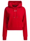 Jacquemus Cropped Hooded Drawstring Top In Red