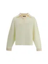 Jacquemus Men Ribbed Sweater With Polo Collar In Yellow