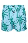 Jacquemus Le Maillot Puntini Light Blue Swimsuit With Elastic Waist And All-over Print In Tech Fabric Man In Printpalmtreesstarblue