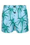 Jacquemus Le Maillot Puntini Light Blue Swimsuit With Elastic Waist And All-over Print In Tech Fabric Man In Printpalmtreesstarblue