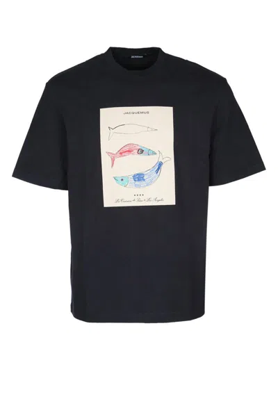 Jacquemus Le T-shirt Marino Cotton Logo T-shirt In Blue