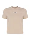 Jacquemus Le T-shirt Logo Embroidered Grosgrain T-shirt In Beige