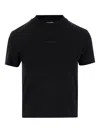 Jacquemus Black Fitted T-shirt With Logo Patch In Stretch Cotton Woman In Black