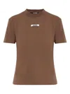 Jacquemus Crew Neck Box Cut Short Sleeve Top In Brown