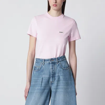Jacquemus T-shirt In Cotone Rosa Con Logo In Pink