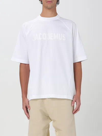 Jacquemus Le T-shirt Typo Stretch Cotton Logo Graphic T-shirt In White
