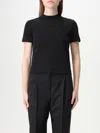 Jacquemus Black Fitted T-shirt With Logo Patch In Stretch Cotton Woman In Black