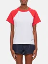 Jacquemus Raglan T-shirt With Red Sleeves And Subtle Logo In White