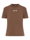 Jacquemus Ribbed Collar Crew-neck T-shirt In Cotton In Brown