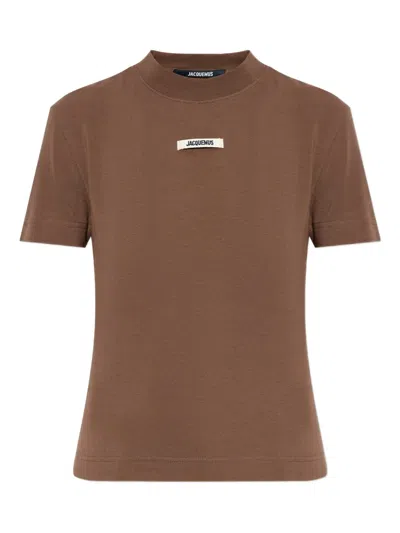 Jacquemus Ribbed Neckline Mock Neck Top In Brown