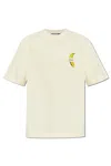 Jacquemus Le T-shirt Banane White Crewneck T-shirt With Logo Detail On The Front In Cotton Man In Yellow
