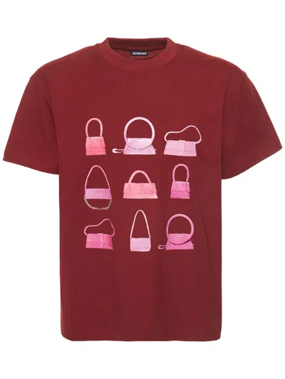 Jacquemus Le Sacs Printed T-shirt In Burgundy