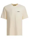 Jacquemus 'le T-shirt Gros Grain' Beige T-shirt With Logo Patch On The Front