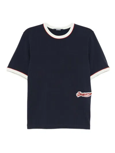 Jacquemus Contrast Trim Crew Neck Short Sleeve T-shirt In Blue
