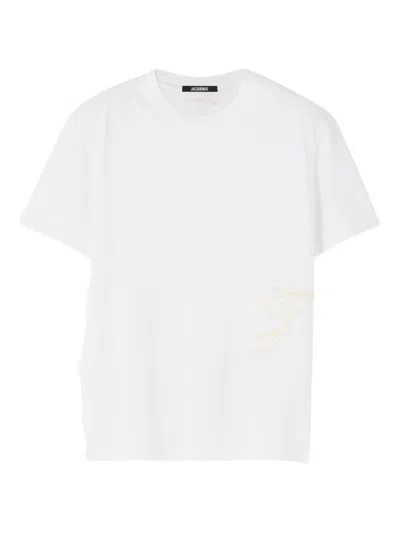 Jacquemus J Embroidered Crew Neck T-shirt In White