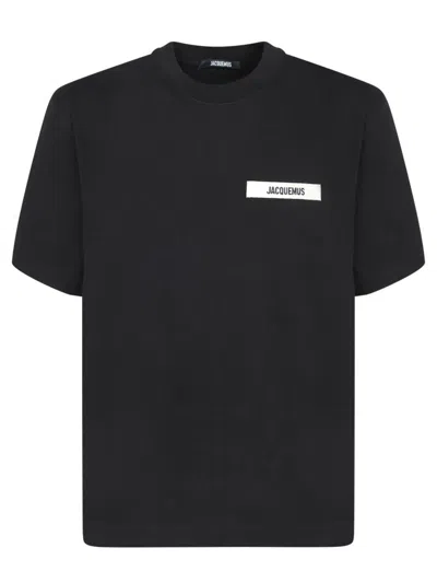 Jacquemus Logo-patch Cotton T-shirt In Black