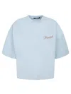 Jacquemus Cropped Logo Embroidered T-shirt In Blue