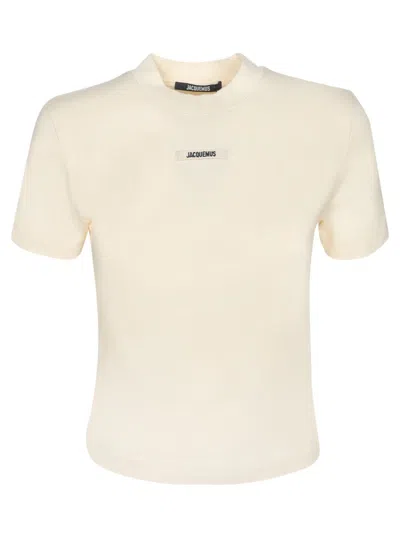 Jacquemus Cotton T-shirt With Logo Plaque In Yellow