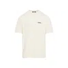 Jacquemus Le T-shirt Gros Grain Beige T-shirt With Logo Patch On The Front In Cotton Man In White