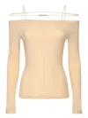 Jacquemus Sierra Off-the-shoulder Lyocell-blend Jersey Top In Beige