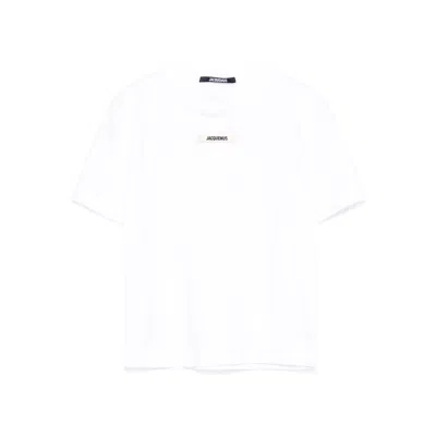 Jacquemus Grosgrain Crewneck T-shirt Short Sleeves In White