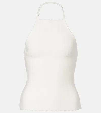 Jacquemus Tablier Knitted Halterneck Top In White