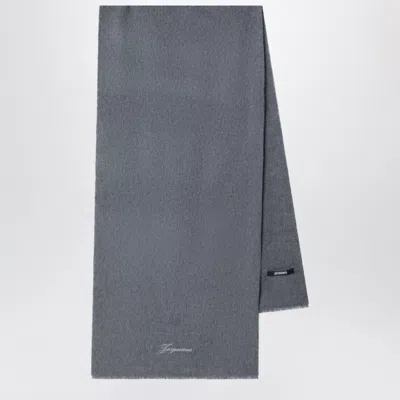 Jacquemus Dark Gray Wool And Cashmere Tailleur Scarf In Blue