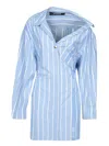 Jacquemus Tailored Mini Dress With Collar And Belted Waist Detail