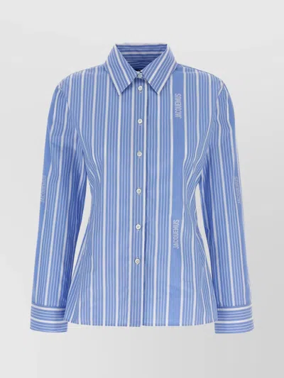 Jacquemus Striped Shirt With Cut-out In Blue