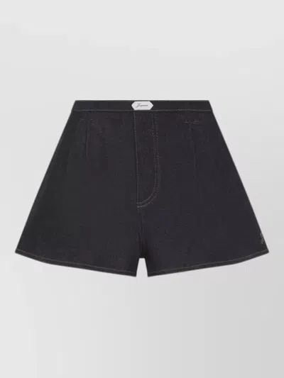 Jacquemus Amelo Shorts Contrast Stitching Elastic Waistband In Blue