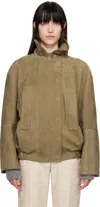 Jacquemus Womens Ciro Two-welt-pockets Relaxed-fit Leather Jacket Light Khaki In 530 Light Khaki