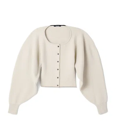 Jacquemus Tempo Flared-sleeve Cardigan In White