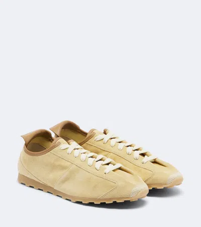 Jacquemus Beige Mini Les Tennis Suede Sneakers In Yellow